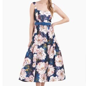 Floral Blue Midi Dress